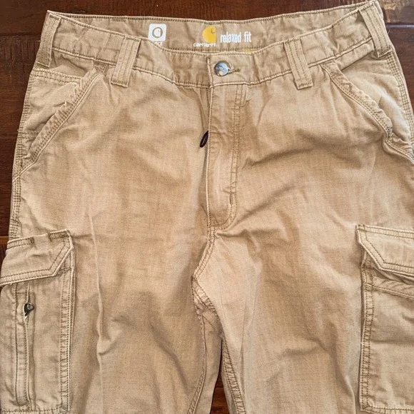 Carhartt Force Relaxed Fit Cargo Pants Mens 34x32 Khaki Workwear Carpenter - Picture 2 of 7